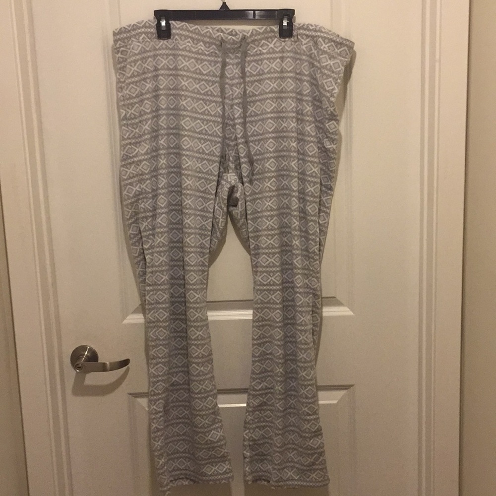 Grey and white aztec fleece drawstring pants